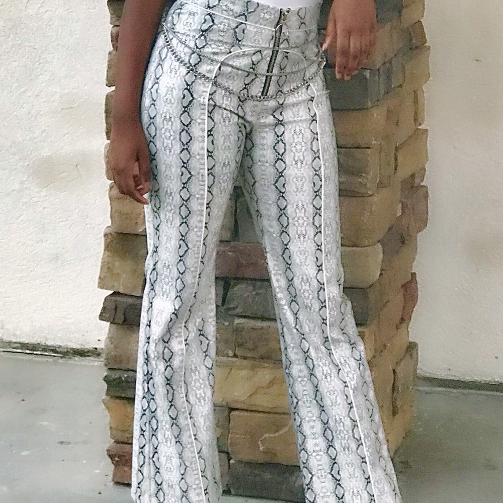 Snake skin faux leather pants
